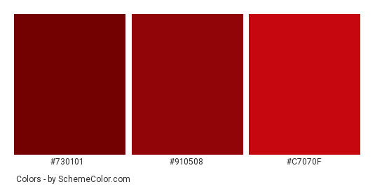 Deep Red Rose - Color scheme palette thumbnail - #730101 #910508 #c7070f 