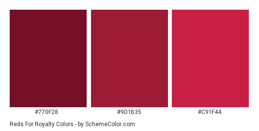 Reds for Royalty - Color scheme palette thumbnail - #770f28 #9d1b35 #c91f44 