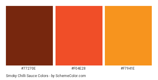 Smoky Chilli Sauce - Color scheme palette thumbnail - #77270e #f04e28 #f7941e 