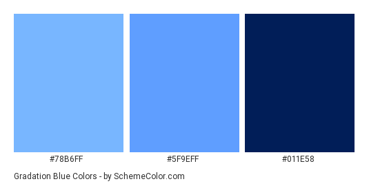 Gradation Blue - Color scheme palette thumbnail - #78b6ff #5f9eff #011e58 