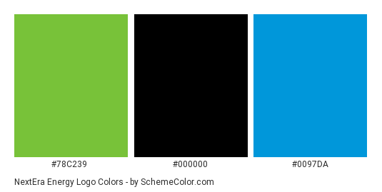 NextEra Energy Logo - Color scheme palette thumbnail - #78c239 #000000 #0097da 