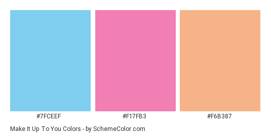 Make It Up To You - Color scheme palette thumbnail - #7fceef #f17fb3 #f6b387 