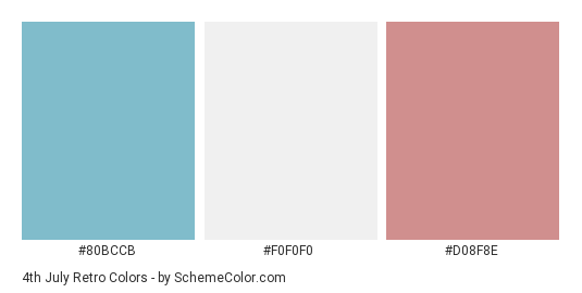 4th July Retro - Color scheme palette thumbnail - #80BCCB #F0F0F0 #D08F8E 