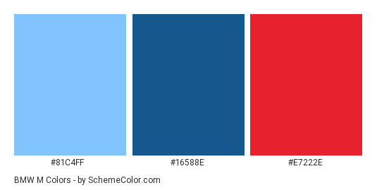 BMW M - Color scheme palette thumbnail - #81C4FF #16588E #E7222E 