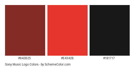 Sony Music Logo - Color scheme palette thumbnail - #842b25 #e4342b #181717 