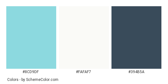 Florida Restored Home - Color scheme palette thumbnail - #8cd9df #fafaf7 #394b5a 