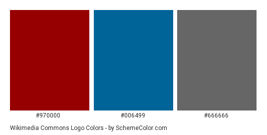 Wikimedia Commons Logo - Color scheme palette thumbnail - #970000 #006499 #666666 