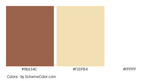 Modern - Color scheme palette thumbnail - #9b634c #f2dfb4 #ffffff 