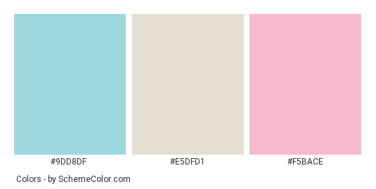 Sweetness - Color scheme palette thumbnail - #9dd8df #e5dfd1 #f5bace 