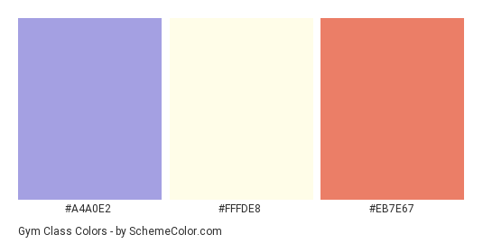 Gym Class - Color scheme palette thumbnail - #A4A0E2 #FFFDE8 #EB7E67 