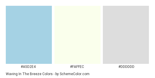 Waving in the Breeze - Color scheme palette thumbnail - #A5D2E4 #FAFFEC #DDDDDD 