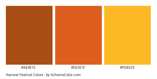 Harvest Festival - Color scheme palette thumbnail - #A84E15 #DE5E1F #FDB825 