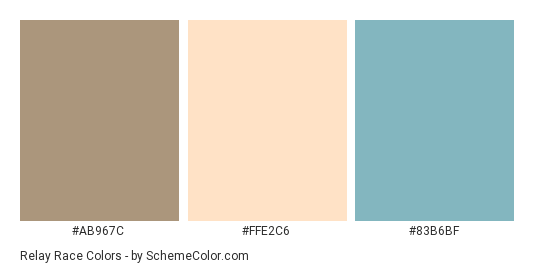 Relay Race - Color scheme palette thumbnail - #AB967C #FFE2C6 #83B6BF 