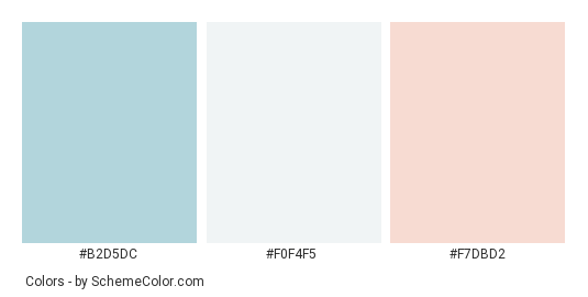 Pastel Gateways - Color scheme palette thumbnail - #B2D5DC #F0F4F5 #F7DBD2 