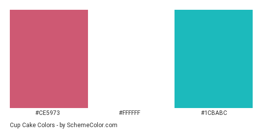 Cup Cake - Color scheme palette thumbnail - #CE5973 #FFFFFF #1CBABC 