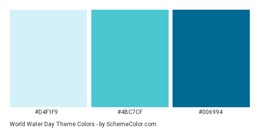 World Water Day Theme - Color scheme palette thumbnail - #D4F1F9 #4BC7CF #006994 