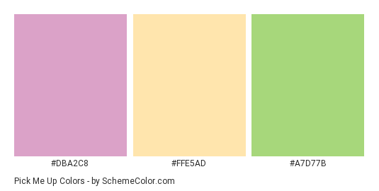 Pick Me Up - Color scheme palette thumbnail - #DBA2C8 #FFE5AD #A7D77B 