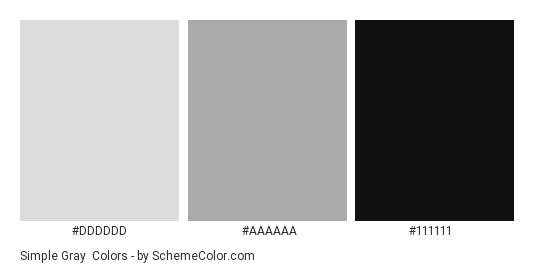 Simple Gray & Black - Color scheme palette thumbnail - #DDDDDD #AAAAAA #111111 