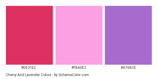 Cherry and Lavender - Color scheme palette thumbnail - #DE3162 #FBA0E2 #A76BCE 