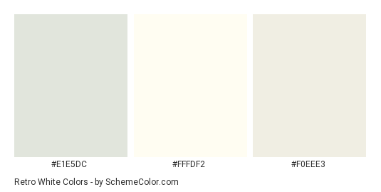 Retro White - Color scheme palette thumbnail - #E1E5DC #FFFDF2 #F0EEE3 