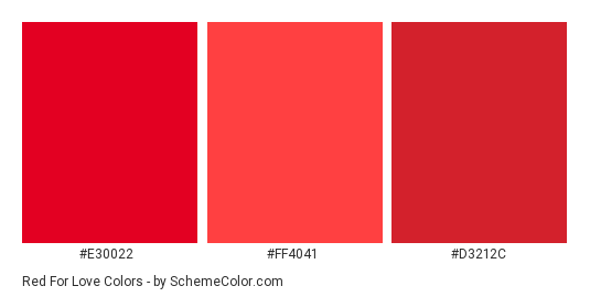 Red for Love - Color scheme palette thumbnail - #E30022 #FF4041 #D3212C 