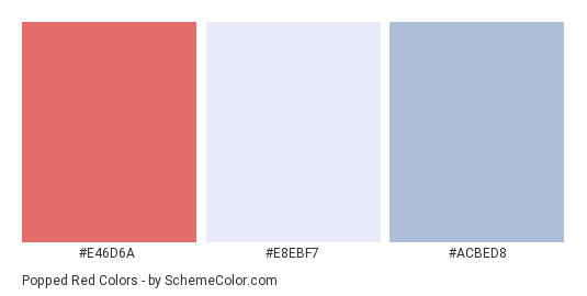 Popped Red - Color scheme palette thumbnail - #E46D6A #e8ebf7 #acbed8 
