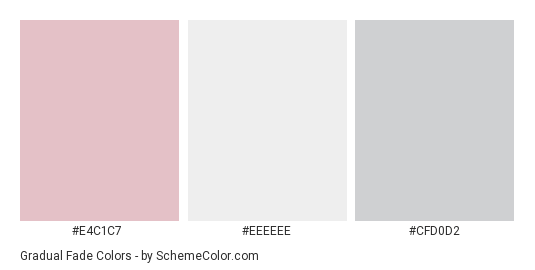 Gradual Fade - Color scheme palette thumbnail - #E4C1C7 #EEEEEE #CFD0D2 