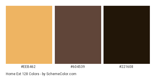 Home Ext 128 - Color scheme palette thumbnail - #EEB462 #604539 #221608 
