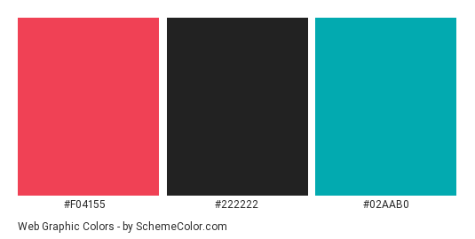 Web Graphic - Color scheme palette thumbnail - #F04155 #222222 #02AAB0 