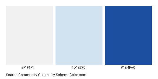 Scarce Commodity - Color scheme palette thumbnail - #F1F1F1 #D1E3F0 #1B4FA0 