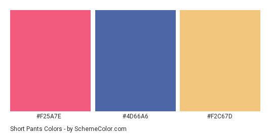 Short Pants - Color scheme palette thumbnail - #F25A7E #4D66A6 #F2C67D 
