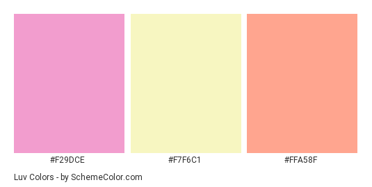 Luv - Color scheme palette thumbnail - #F29DCE #F7F6C1 #FFA58F 