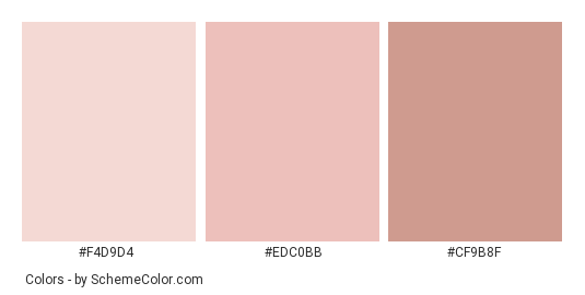 Fair Asian Skin - Color scheme palette thumbnail - #F4D9D4 #EDC0BB #CF9B8F 