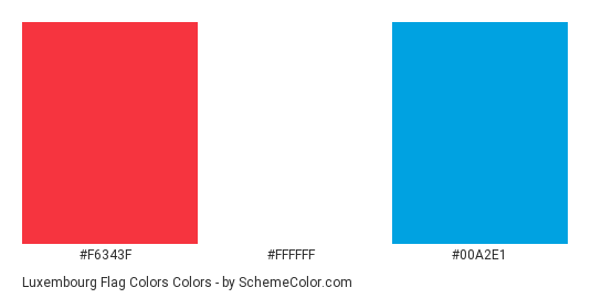 Luxembourg Flag Colors - Color scheme palette thumbnail - #F6343F #FFFFFF #00A2E1 