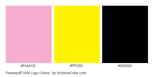 Powerpuff Girls Logo - Color scheme palette thumbnail - #F6ADCD #FFF200 #000000 