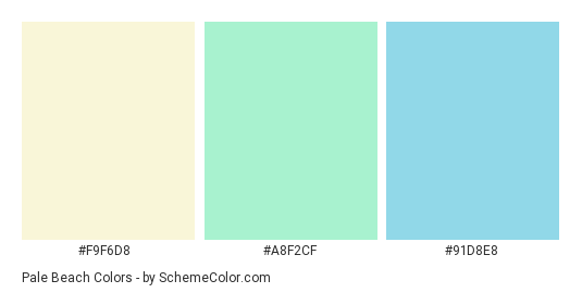 Pale Beach - Color scheme palette thumbnail - #F9F6D8 #A8F2CF #91D8E8 