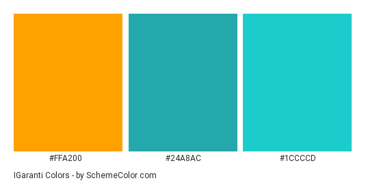 iGaranti - Color scheme palette thumbnail - #FFA200 #24A8AC #1CCCCD 