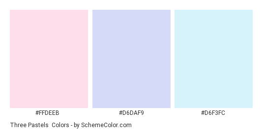 Three Pastels #2 - Color scheme palette thumbnail - #FFDEEB #D6DAF9 #D6F3FC 