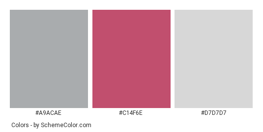 Ugly Pink House - Color scheme palette thumbnail - #a9acae #c14f6e #d7d7d7 