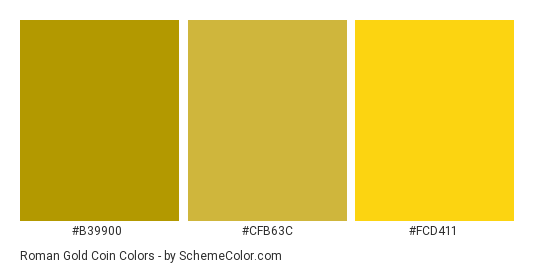 Roman Gold Coin - Color scheme palette thumbnail - #b39900 #cfb63c #fcd411 