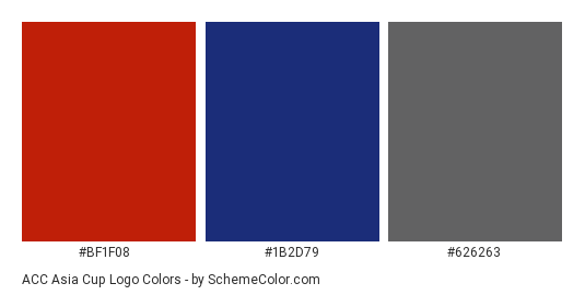 ACC Asia Cup Logo - Color scheme palette thumbnail - #bf1f08 #1b2d79 #626263 