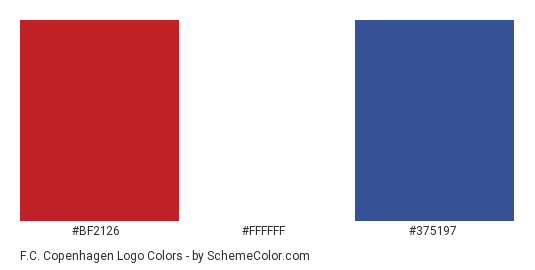 F.C. Copenhagen Logo - Color scheme palette thumbnail - #bf2126 #ffffff #375197 
