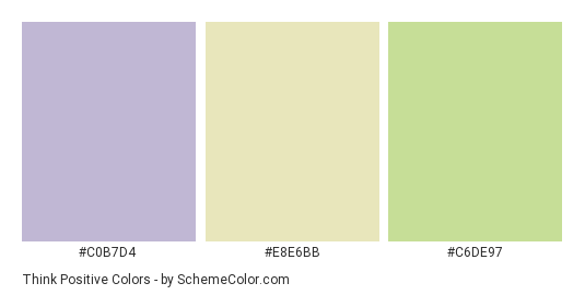 Think Positive - Color scheme palette thumbnail - #c0b7d4 #e8e6bb #c6de97 
