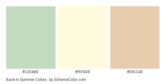 Back In Summer - Color scheme palette thumbnail - #c2dabe #fefade #e8ccae 