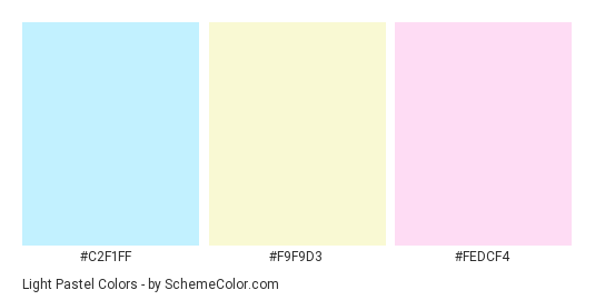 Light Pastel - Color scheme palette thumbnail - #c2f1ff #f9f9d3 #fedcf4 