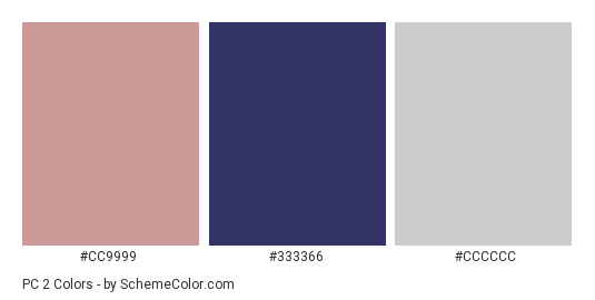 PC 2 - Color scheme palette thumbnail - #cc9999 #333366 #cccccc 