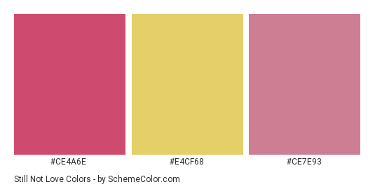 Still Not Love - Color scheme palette thumbnail - #ce4a6e #e4cf68 #ce7e93 