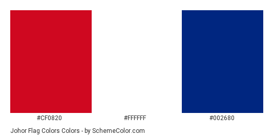 Johor Flag Colors - Color scheme palette thumbnail - #cf0820 #ffffff #002680 