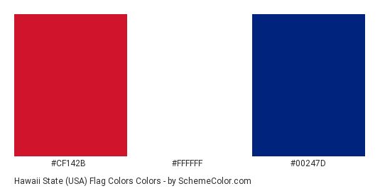 Hawaii State (USA) Flag Colors - Color scheme palette thumbnail - #cf142b #ffffff #00247d 