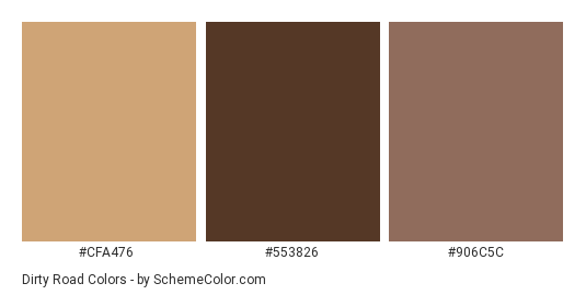 Dirty Road - Color scheme palette thumbnail - #cfa476 #553826 #906c5c 